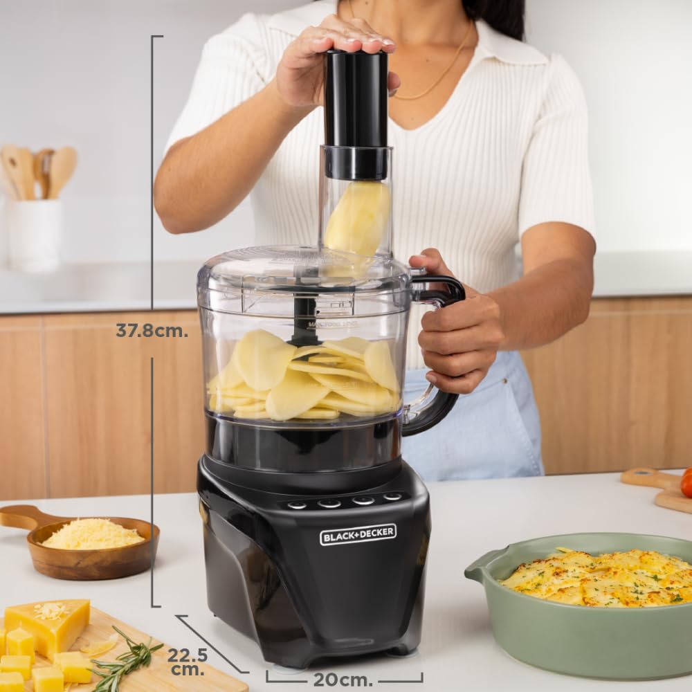 Procesador de Alimentos Black+Decker Negro con Disco de Acero Inoxidable y Cremador 850 W