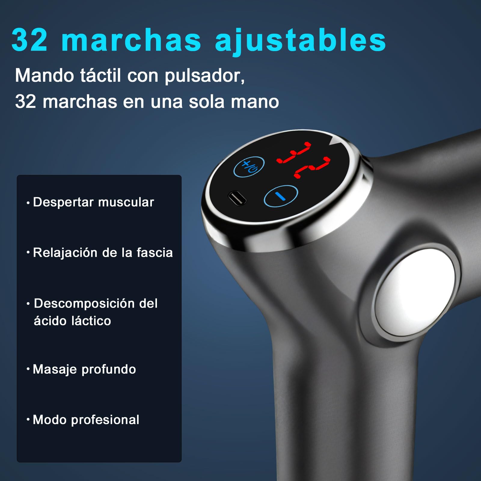 Pistola De Masaje Muscular, Fascia Gun,Masajeador Muscular De Tejido Profundo, Masajeador Deportivo Relajante EléCtrico PortáTil, Cuerpo De 8 Cabezas, Adecuado para El Hogar Y Los Viajes
