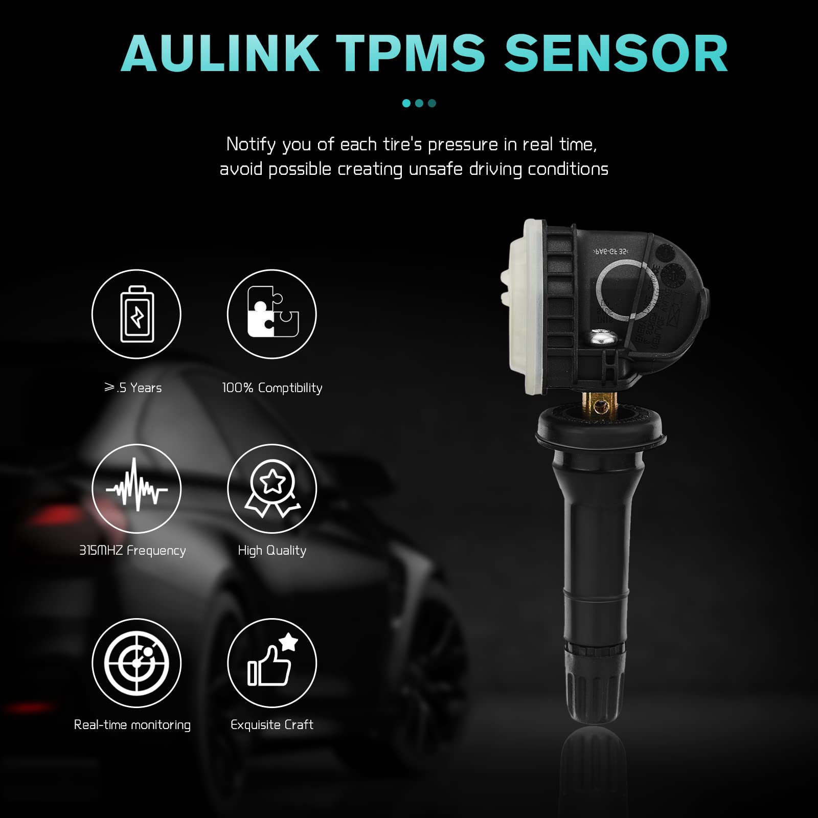 AULINK F2GT1A180AB TPMS Sensor de monitoreo de presión de neumáticos para Ford F-150 Edge Ranger Flex Mustang Explorer Lincoln MKS MKX 2015-2020