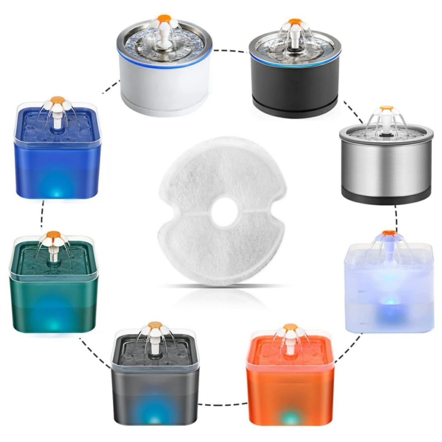 Filtros bebedero para gato, Filtros de repuesto de carbón activado para fuentes de agua para mascotas, Sistema de Triple Filtracion, Reemplazo de filtro de fuente para mascotas. (4 paquetes)