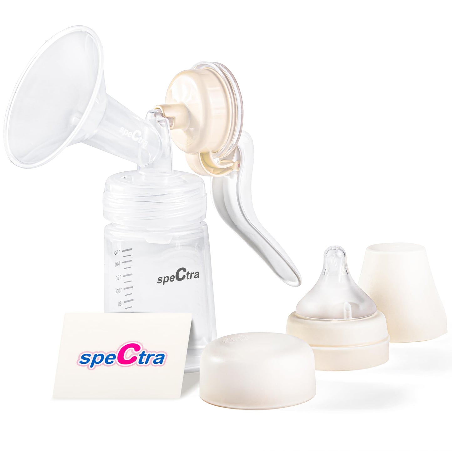 Spectra Extractor de Leche Manual de Cuello Ancho | Saca leche Manual Portátil, Succión Suave y Eficiente | Extractor Lactancia, Biberón, Almacenamiento Leche Materna, Libre de BPA | Copa 28mm