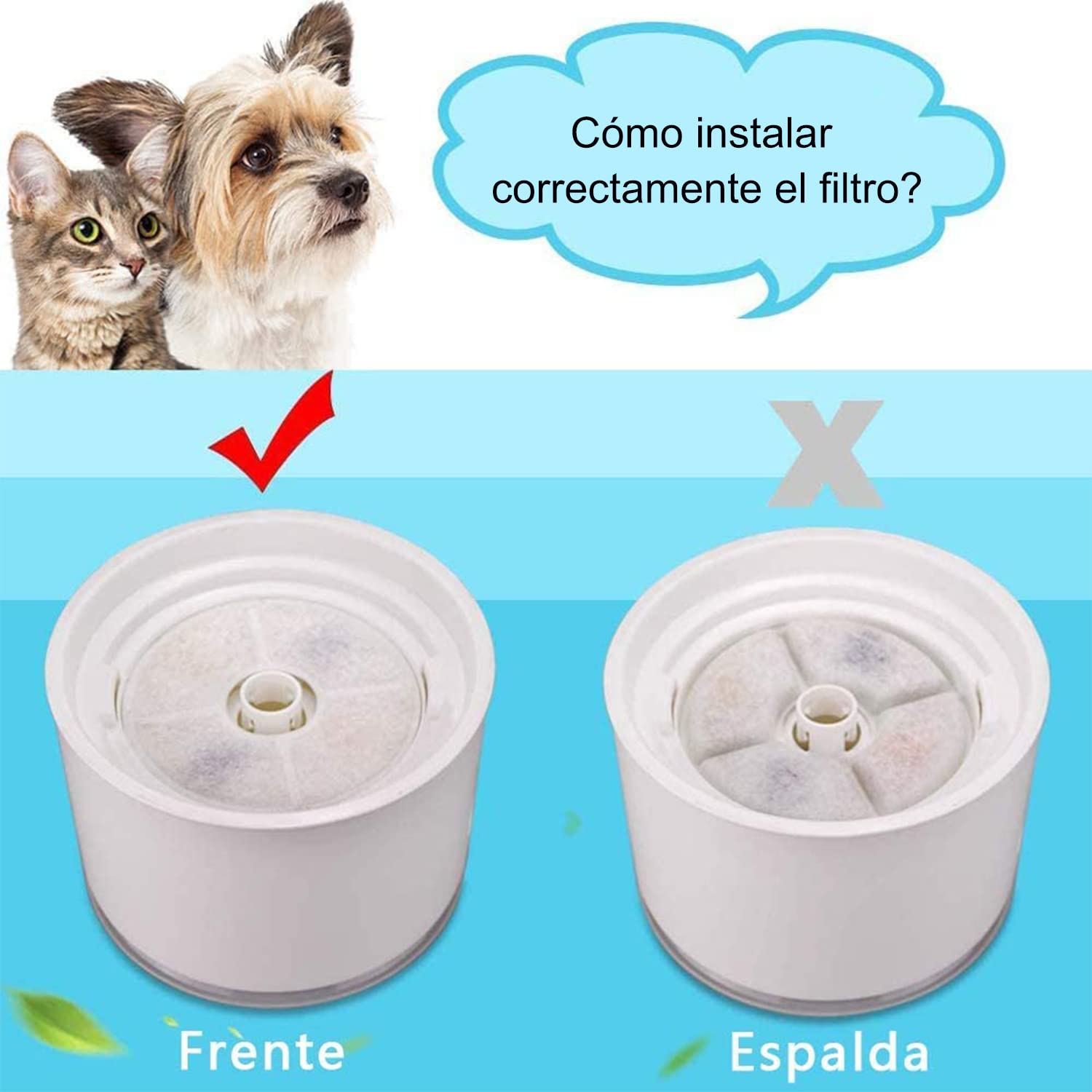 KAMYSEN 4 filtros de repuesto de carbono para flores de mascotas，Filtro para fuente de agua para gatos, Triple Action Fountain Filter，ayuda a aumentar el consumo de agua y mantener a las mascotas saludables, Round Filters 4 Pack