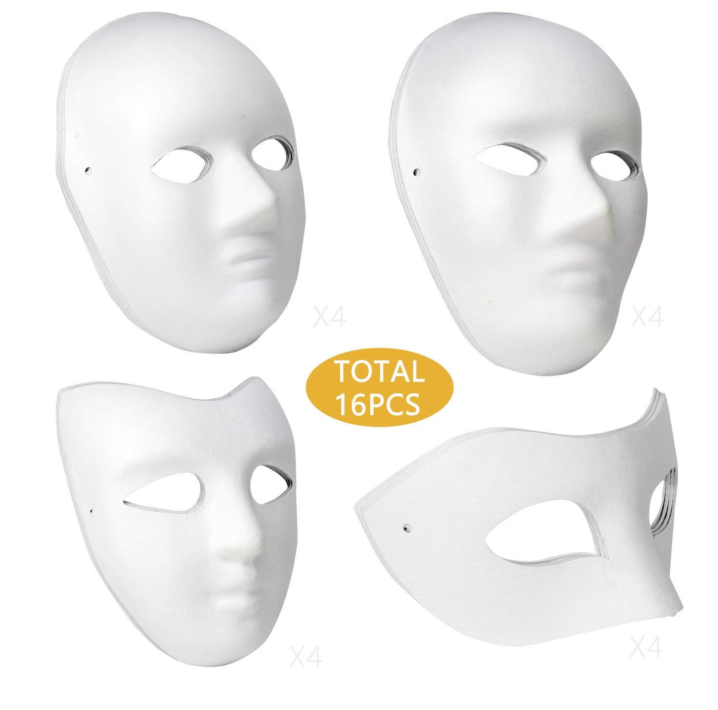 Lynkaye - Máscaras lisas blancas, 16 máscaras de máscaras sin pintar, para manualidades, Mardi Gras, baile, cosplay (estilo A)