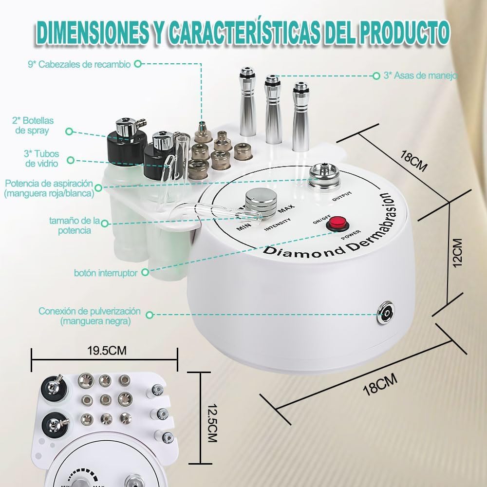 Máquina de Microdermoabrasión 3 en 1, Equipo para El Cuidado de La Piel Facial en El hogar, Equipo de Dermoabrasión Facial, Equipo de Dermoabrasión, Dermoabrasión