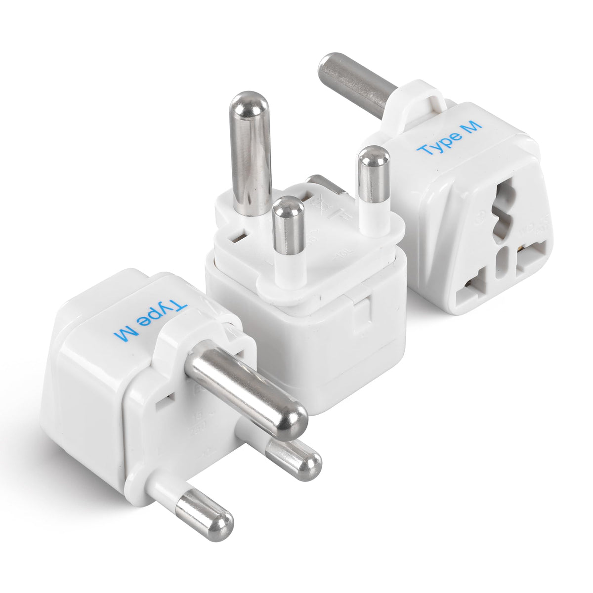 Adaptador de Enchufe Ceptics Sudáfrica Tipo M Paquete de 3 Conectado a Tierra Universal