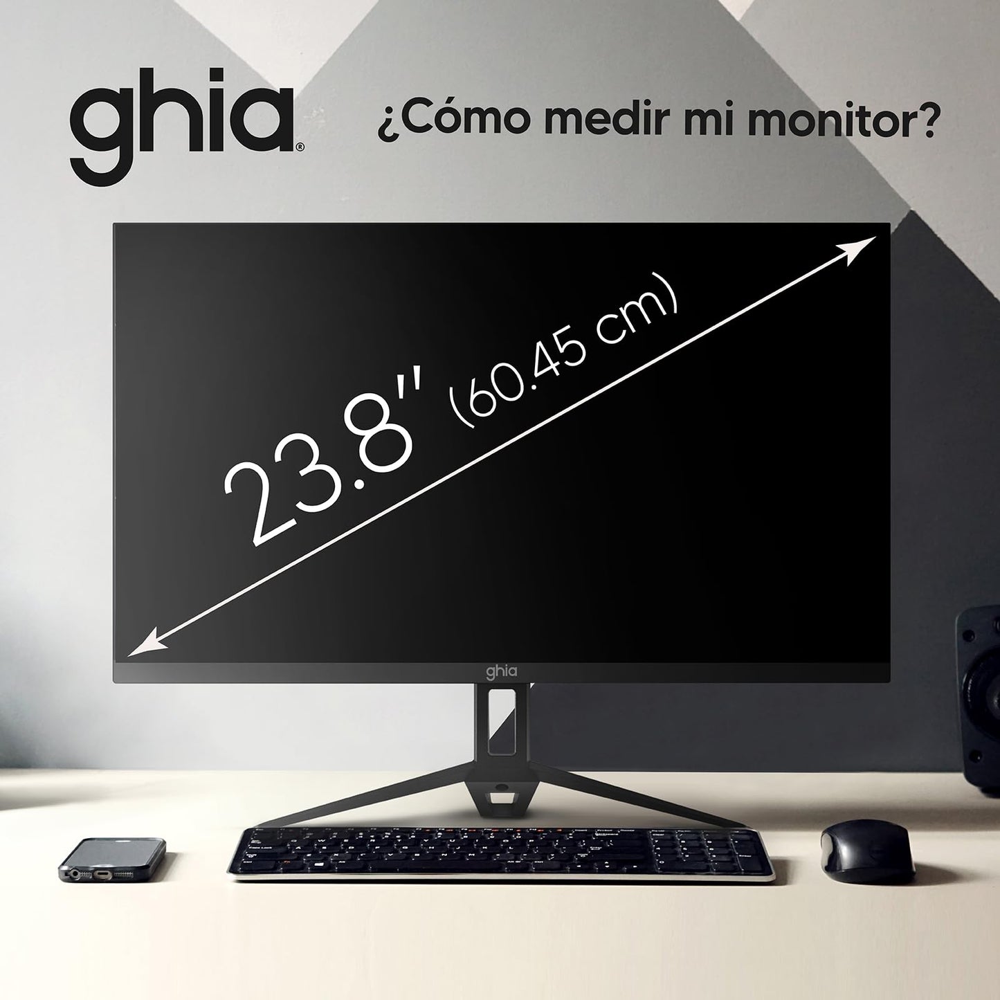 GHIA Monitor MG2424. Panel IPS de 23.8" Pulgadas (60.45cm), Frameless, Resolución Full HD 1920x1080, 100 Hz tasa de refresco, HDMI/VGA, Bocinas integradas.