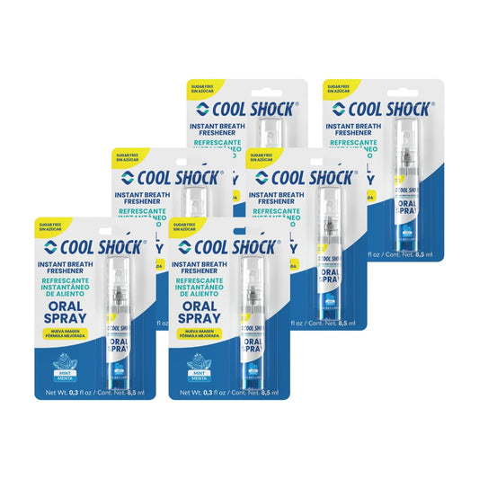Spray Cool Shock Menta Sin Azúcar Combo Refrescante Caja con 6 pzs