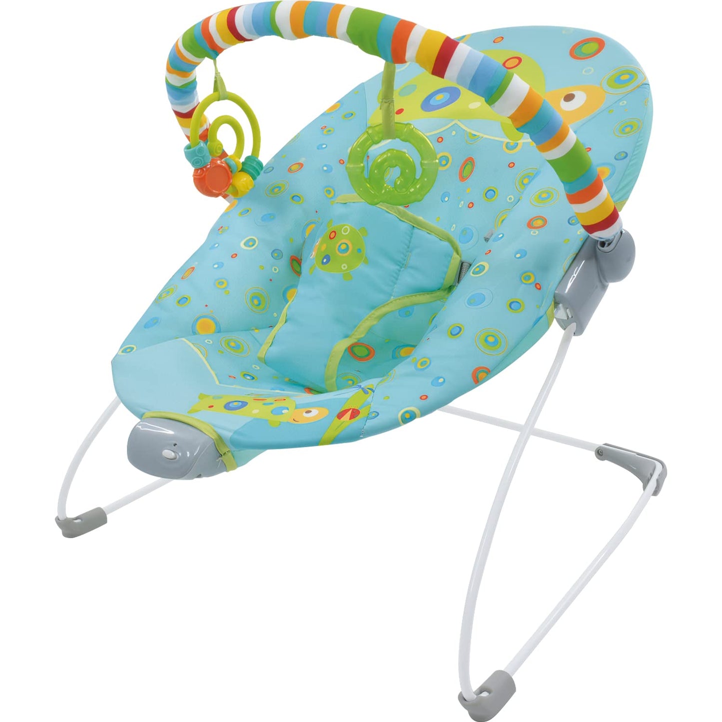 Little Monkey Silla Vibradora Mecedora para Bebe Barra con Juguetes Arnes de Seguridad de 3 Puntos Patas Antideslizantes Portatil Bouncer para Bebe en Etapa de Desarrollo Silla Mecedora con Vibracion