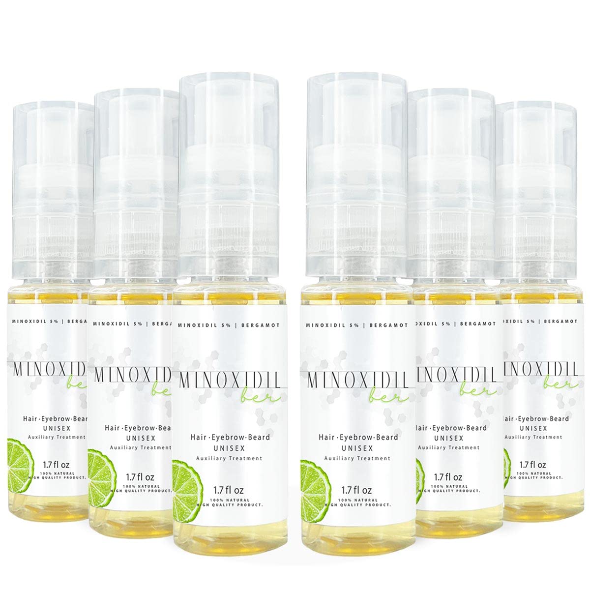 Espuma Minoxidil 5% Concentrado Bergamota Tratamiento Barba y Cabello 6 Botellas