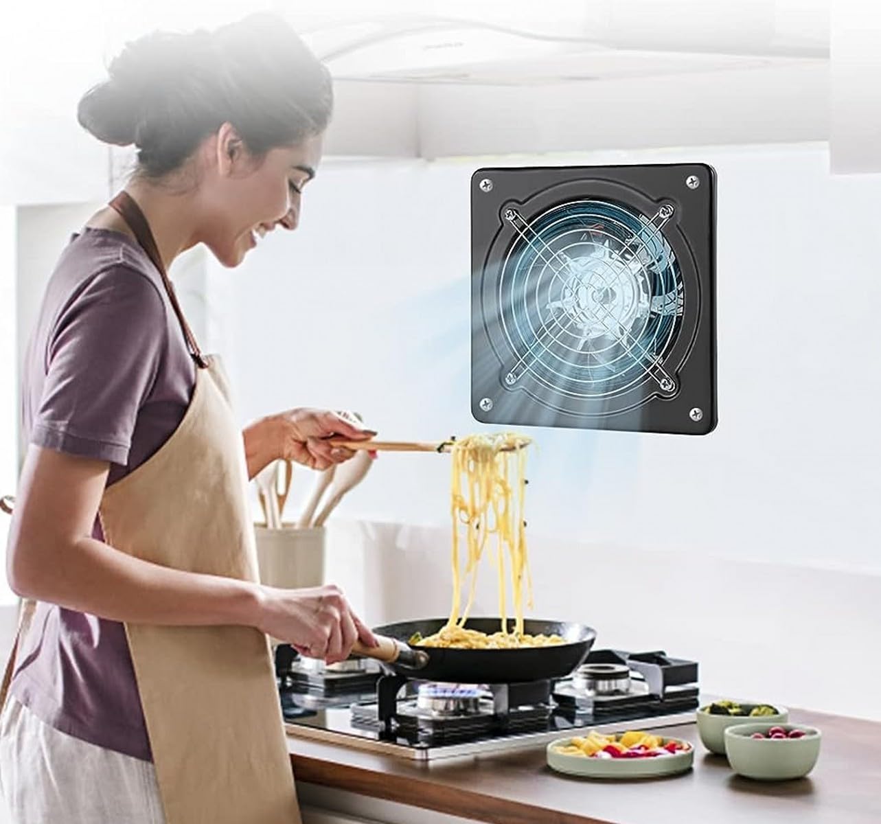 Aydomer - Ventilador de escape de 78 W para instalación a través de la pared, ventilador de escape de 110 V con enchufe, ventilador de humo de escape de 8 pulgadas con motor de cobre puro ligero para