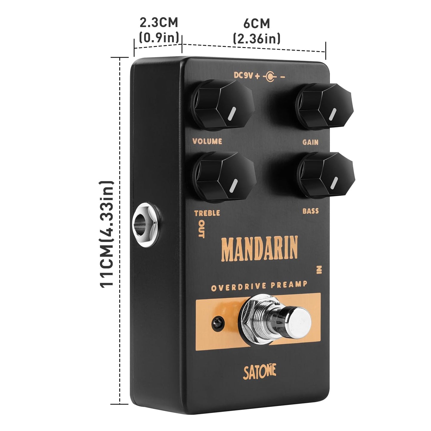 Pedal de Efecto Overdrive Satone S805 Mandarin Clásico con 4 Controles y True Bypass
