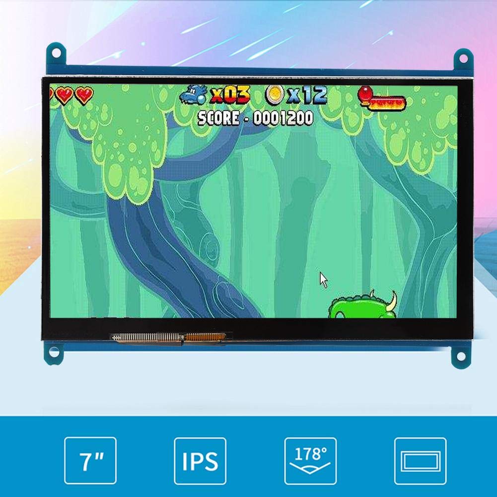 Yoidesu Pantalla táctil capacitiva de 7 Pulgadas para 3/2/1, 1024 × 600 Monitor portátil Full HD para Juegos con retroiluminación, Panel táctil HDMI, Compatible con