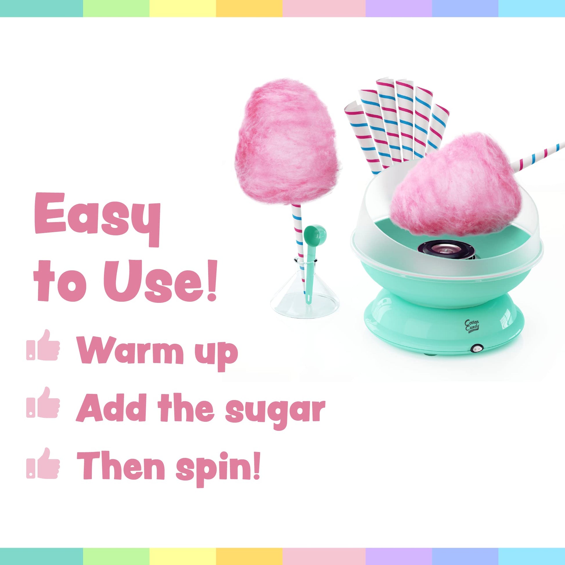 Cotton Candy Express CC1000-S - Máquina de algodón para caramelos, color rosa. Fácil de usar y limpiar. Un gran valor, nostalgia y diversión para niños y adultos. Viene con manual de instrucciones y