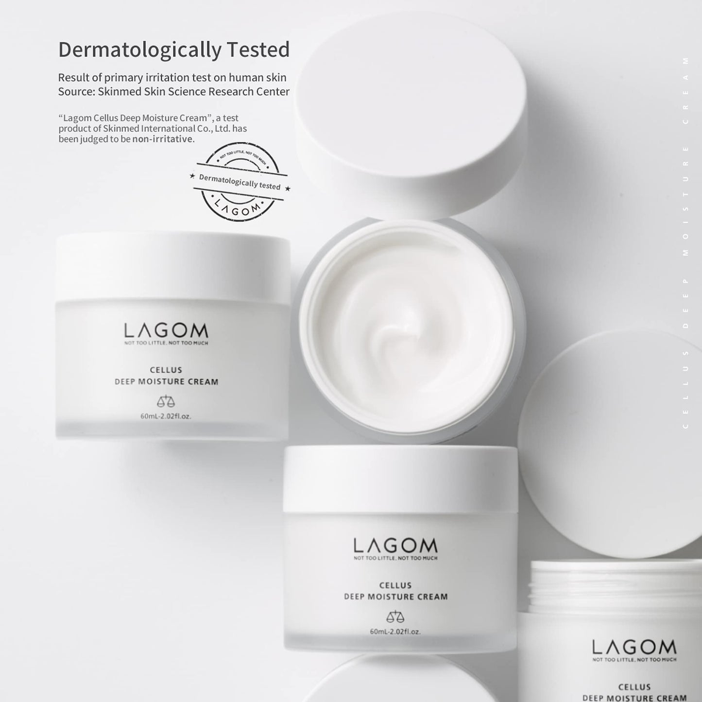 LAGOM Cellus Deep Moisture Cream Humectante Vegano Natural Aceite De Jojoba Ceramida Pantenol Sin Aroma Herbal Loción Hidratante Cara Sedosa Para Toda Piel Facial Sensible Seco Graso 60ml 2.02oz