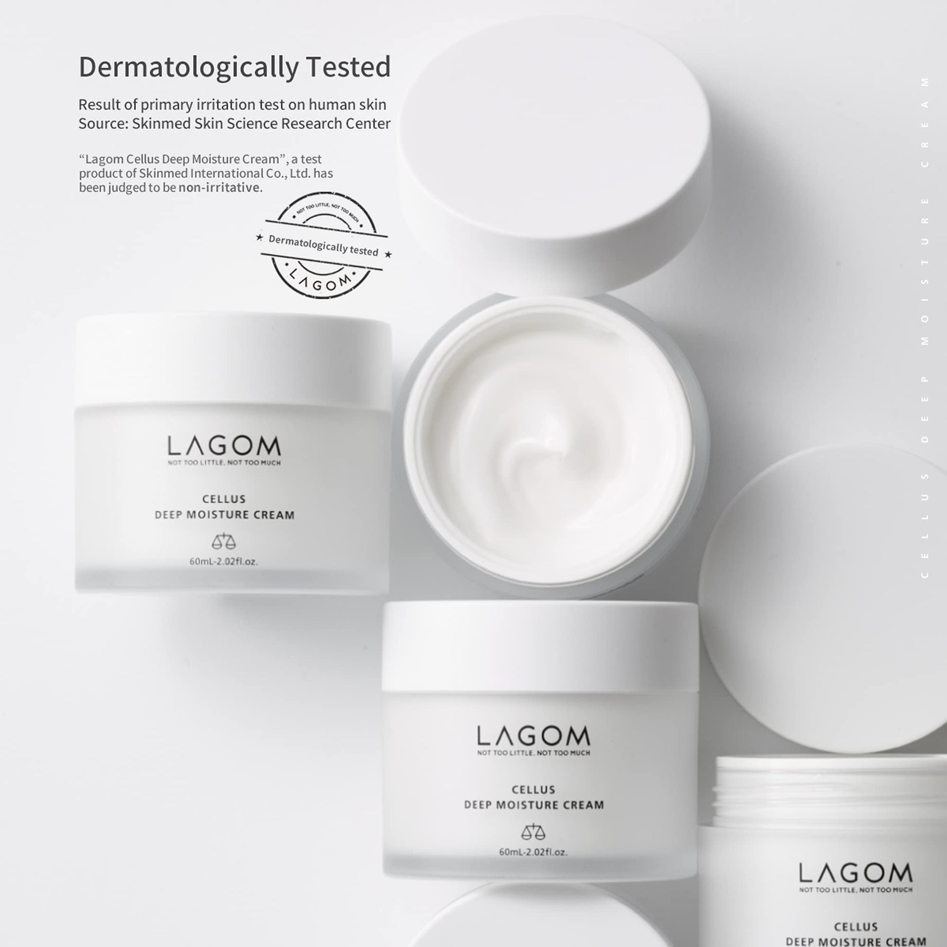 LAGOM Cellus Deep Moisture Cream Humectante Vegano Natural Aceite De Jojoba Ceramida Pantenol Sin Aroma Herbal Loción Hidratante Cara Sedosa Para Toda Piel Facial Sensible Seco Graso 60ml 2.02oz
