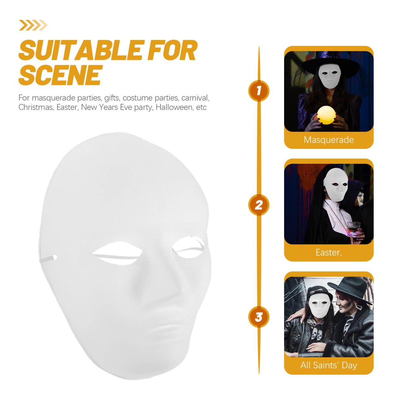 Amosfun 24piezas Máscara De Halloween Para Adultos Máscara Blanco De Papel Maché Para Pintar Diseño De Cara Completa Para Cosplay Y Fiesta Accesorio Para Mascaradas Y Fiestas De Halloween