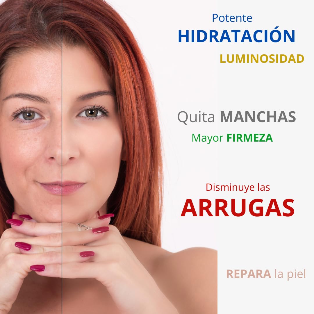 DERMAQUIM - Potente Anti Edad con Ácido Hialurónico, Colágeno, Vitamina C, Vitamina E, Sábila, Elastina y Alantoina - Facial, Previene y Reduce Arrugas, Líneas de Expresión y Manchas (60, Gramos)