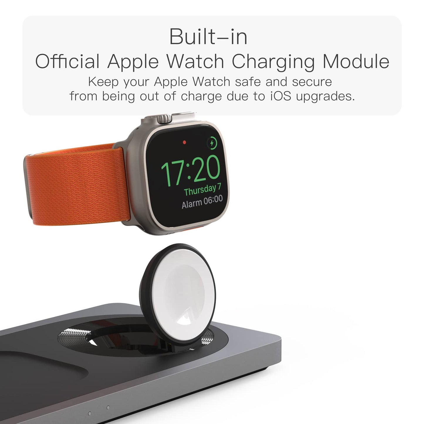 Base de Carga Inalámbrica PETINO Negra 3 en 1 para iPhone, Apple Watch y AirPods