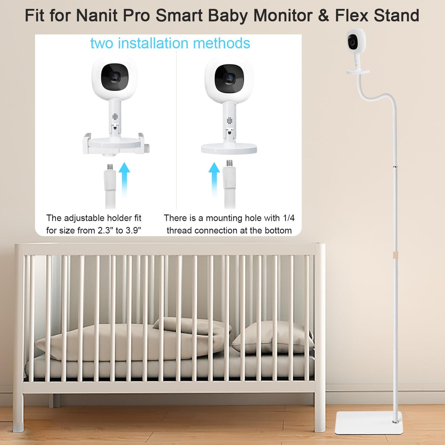 Soporte para Monitor de Bebé AISVAN Altura Ajustable Compatible con Hellobaby y Nanit Pro Flexibilidad Avanzada
