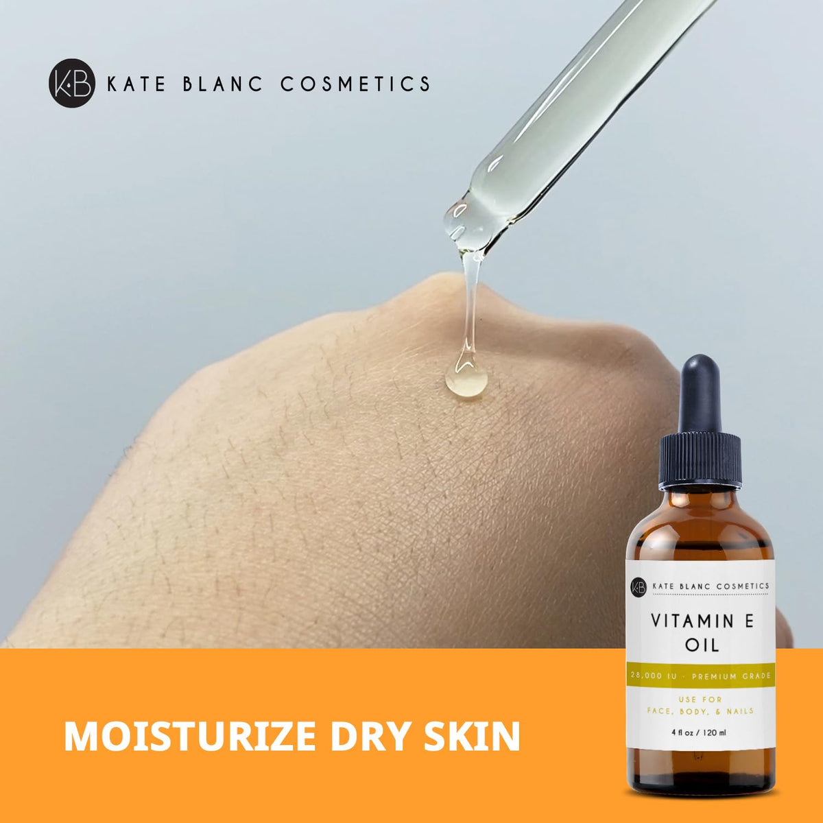 Kate Blanc Cosmetics Aceite de vitamina E, Hidrata la cara y la piel - 4 oz, 120 ml
