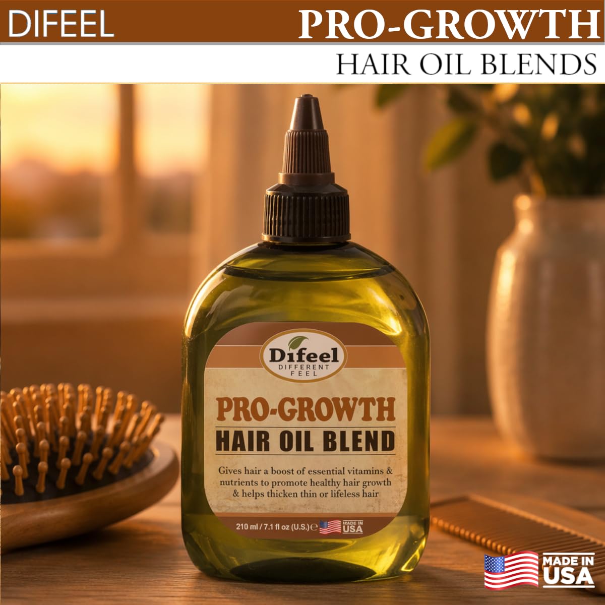 Soluciones Hidratantes Difeel Naturales Pro-Growth 7.8 Oz para el Cuidado del Cabello