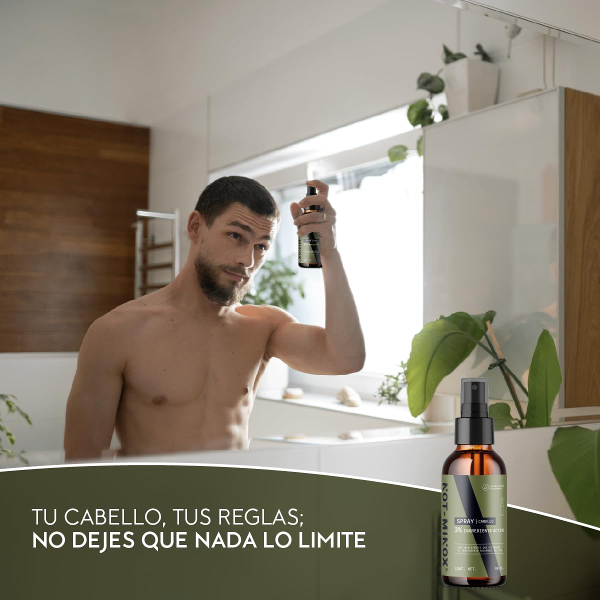 Spray para Crecimiento de Cabello NOT-MINOX 3% Ingrediente Activo con Biotina y Vitamina E