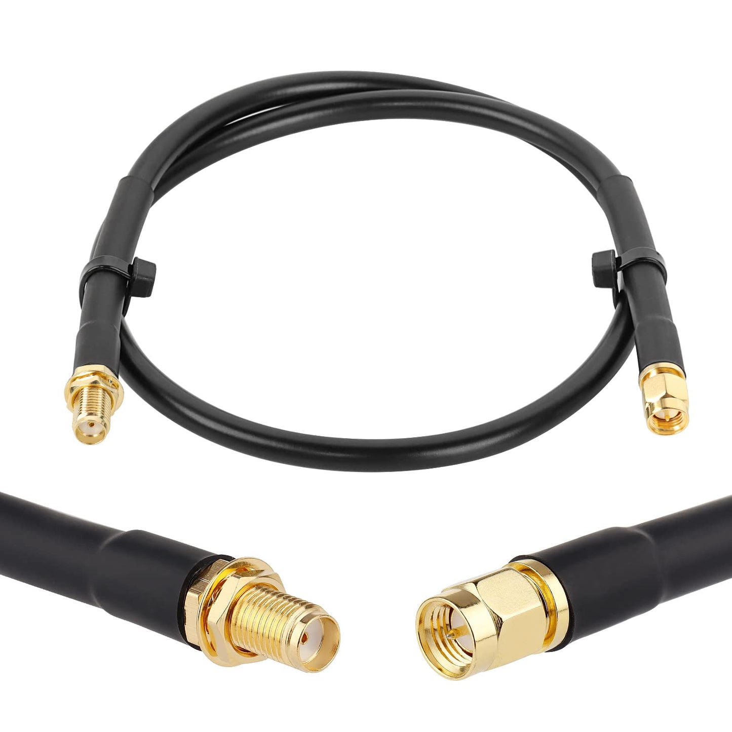 XRDS - Cable coaxial de extensión SMA de 2 pies, SMA macho a hembra de 50 ohmios de baja pérdida