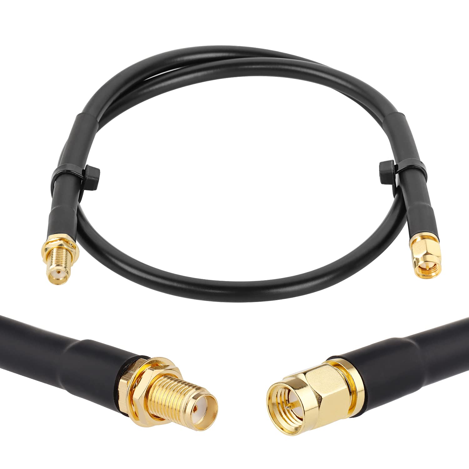 XRDS - Cable coaxial de extensión SMA de 2 pies, SMA macho a hembra de 50 ohmios de baja pérdida