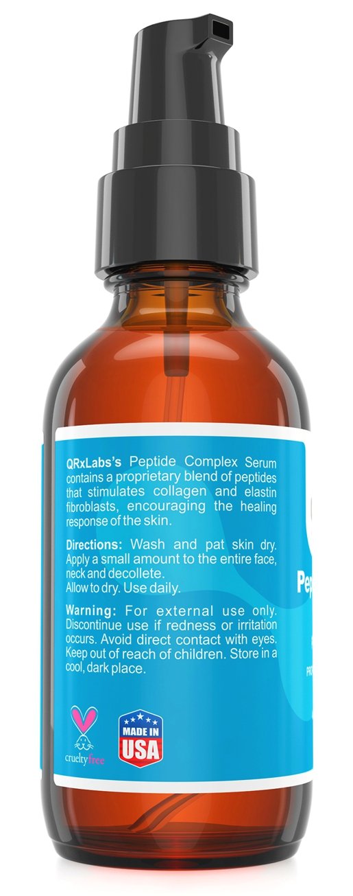 Peptide Complex Serum / Collagen Booster for the Face with Hyaluronic Acid and Chamomile Extract - Anti Aging Peptide Serum, Reduces Wrinkles, Heals and Repairs Skin - Tightening Effect - 1 fl oz