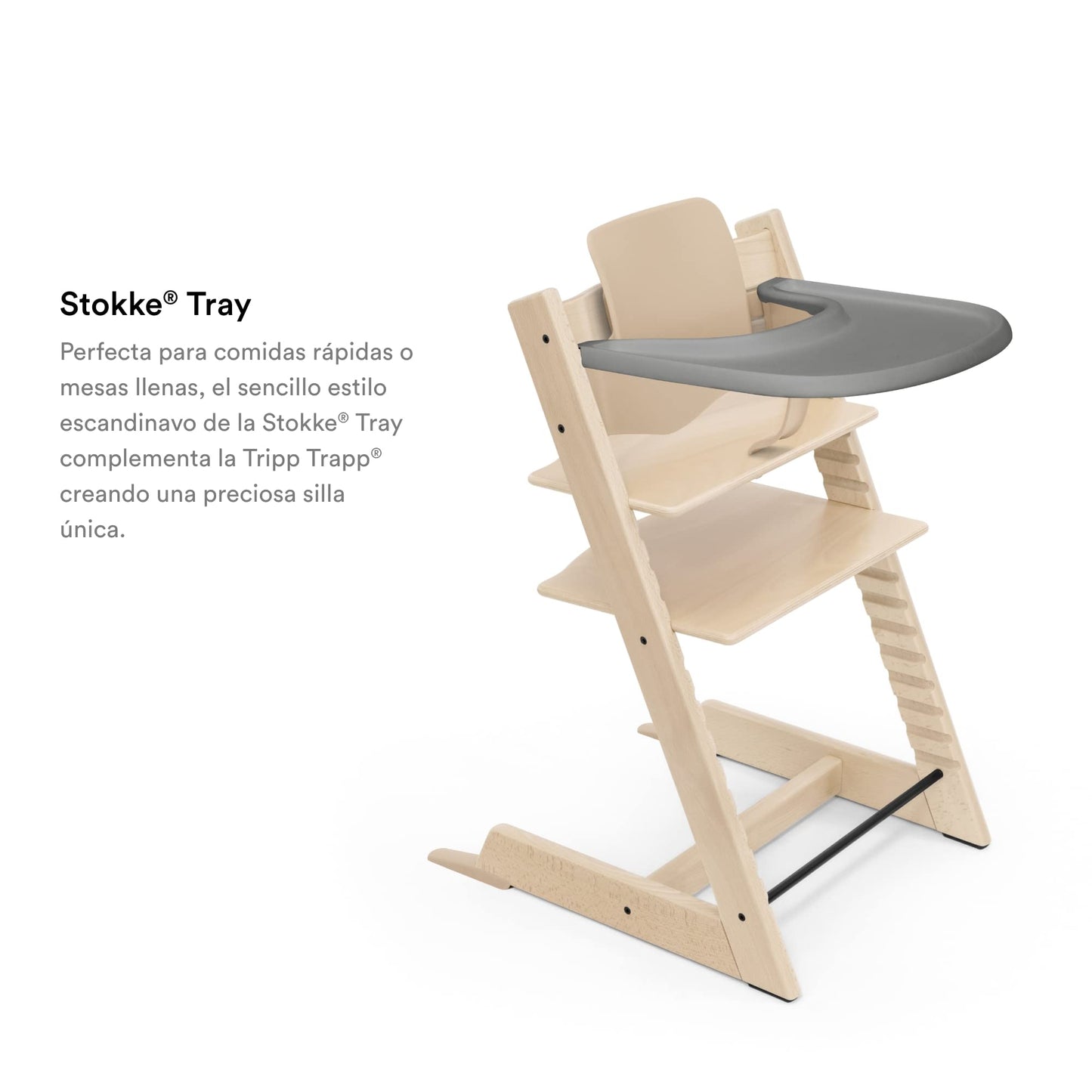 Stokke Bandeja, Diseñada exclusivamente para la Silla Tripp Trapp - Fácil de usar y limpiar - Hecha con plástico sin BPA - Para niños de 6-36 meses (Storm Grey)