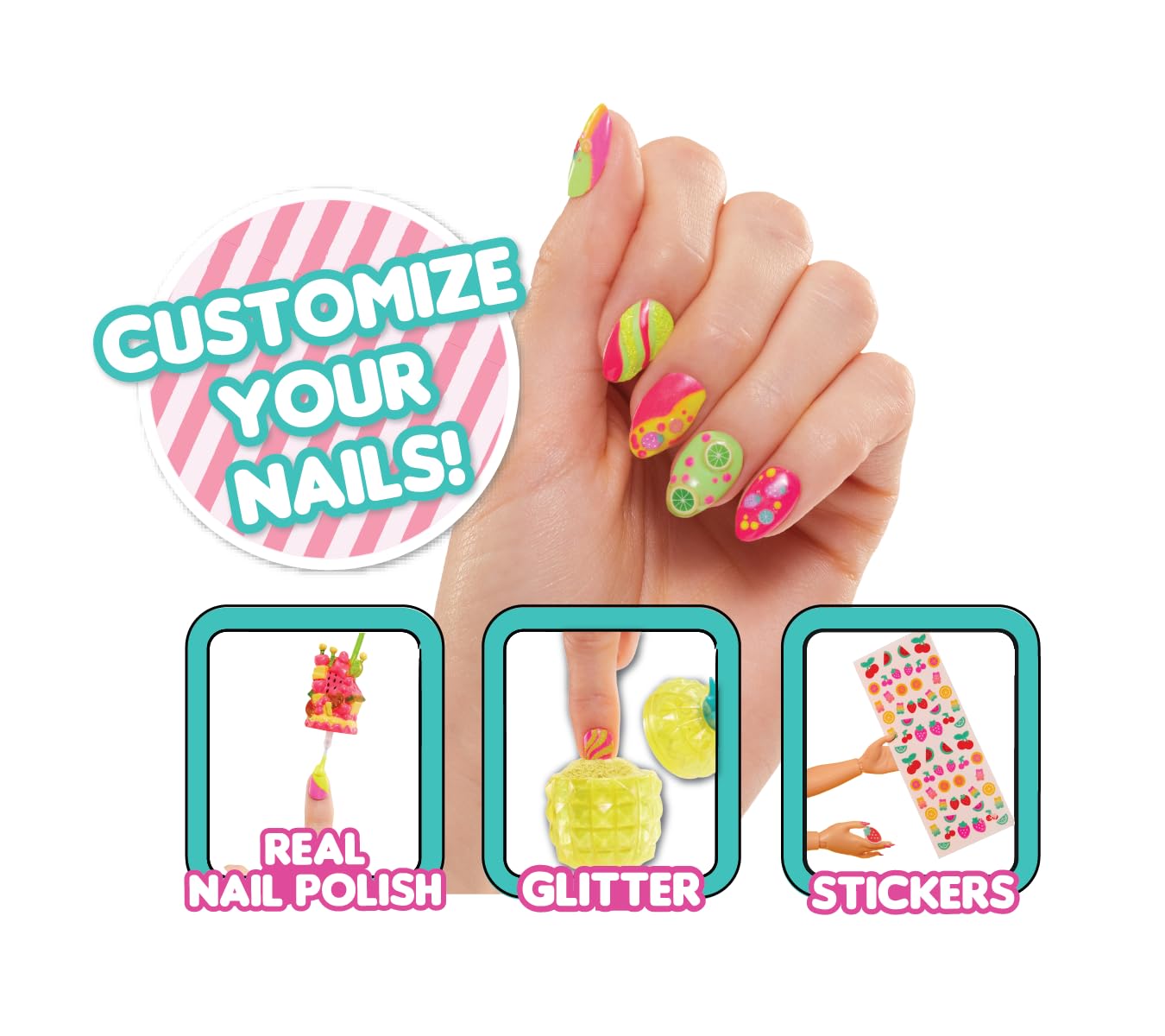 L.O.L. Surprise! OMG Sweet Nails - Pinky Pops Shop - con 15 sorpresas Que Incluyen Esmalte de uñas Real, uñas postizas, Pegatinas, Purpurina, 1 muñeca de Moda y Mucho más - Edad: 4+ años