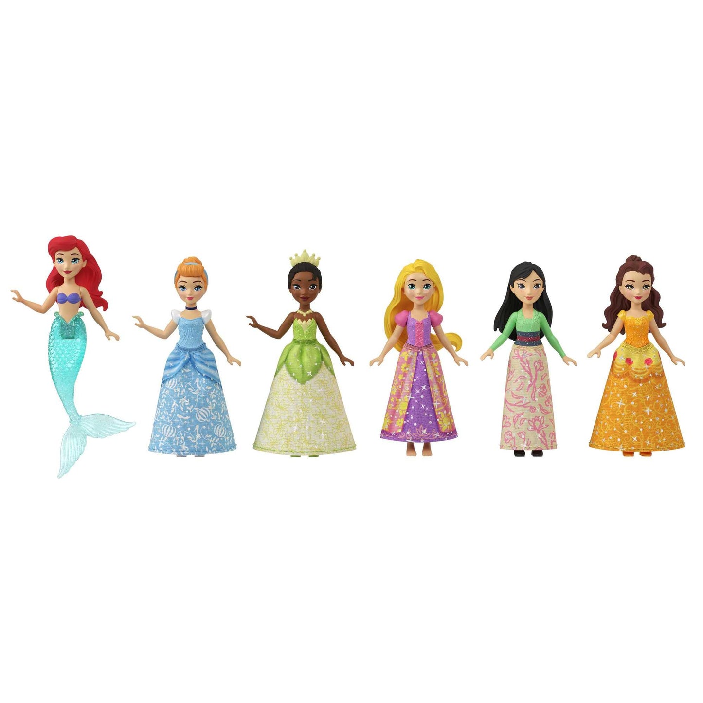 Juego de Fiesta Mattel Disney Princess en Ropa Brillante con 6 Muñecas y 13 Accesorios para el Té