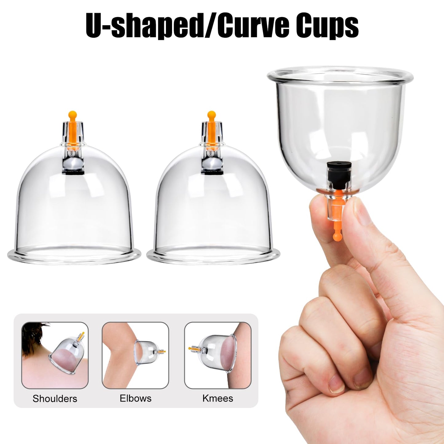 FotizoAce - Juego de ventosas, terapia de masaje para masaje, espalda lumbar, alivio del dolor, terapia física, herramienta china de ventosas musculares con bomba y tazas de silicona al vacío para