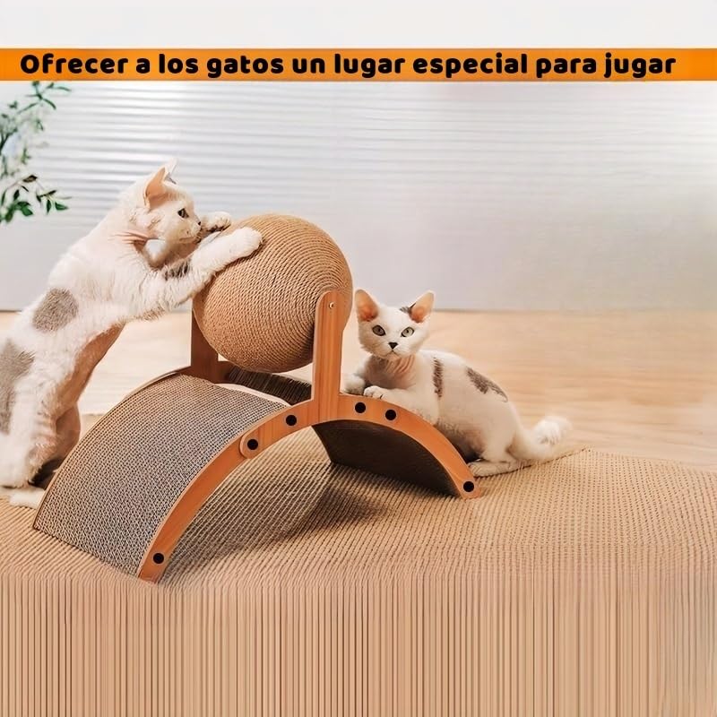 Rascador Bola Nuevo 2025 para Gatos Resistente arañazos con Juguete de Pelota Giratoria 12cm Interactivos para Mascotas Pequeñas