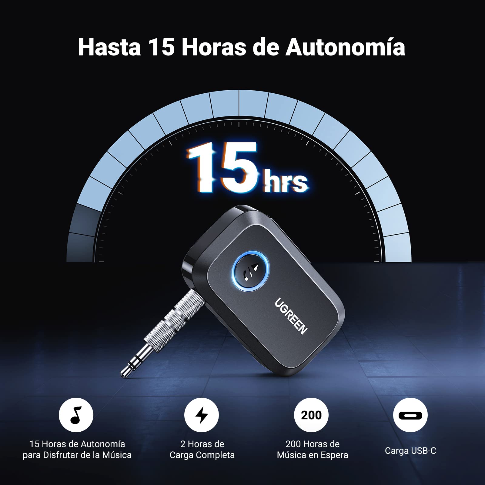 Receptor Bluetooth UGREEN Azul Incorporado para Coche y Altavoces