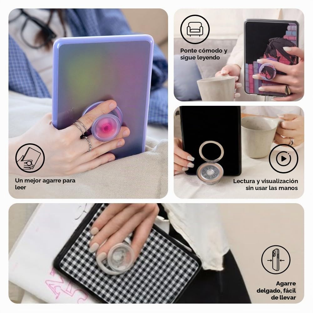 Agarre Redondo para Teléfono PopSockets Azul Marino Compatible MagSafe con Anillo Adaptador y Soporte para Carga Inalámbrica