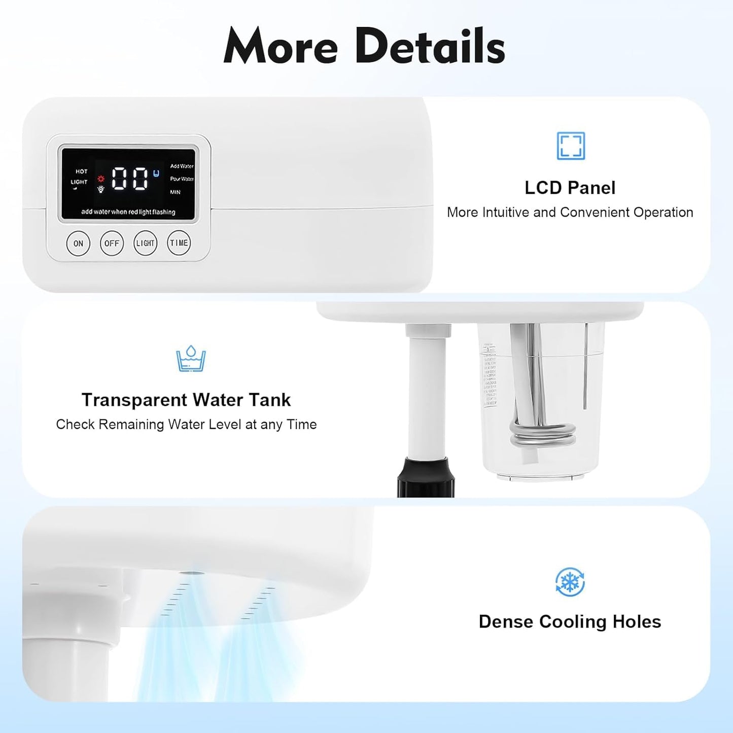 Vaporizador facial profesional, spray de niebla caliente y ozono, pantalla táctil LCD y función de temporizador, 600 CC de gran capacidad de agua, spa en casa, blanco