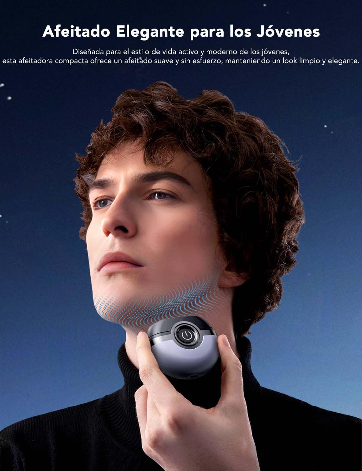 PHOCAR Afeitadora Eléctrica para Hombre, Mini Rasuradora Portátil de Bolsillo, Motor de Levitación Magnética, Cabezal Doble Lavable, Carga Rápida USB-C, Cortadora de Barba para Viajes