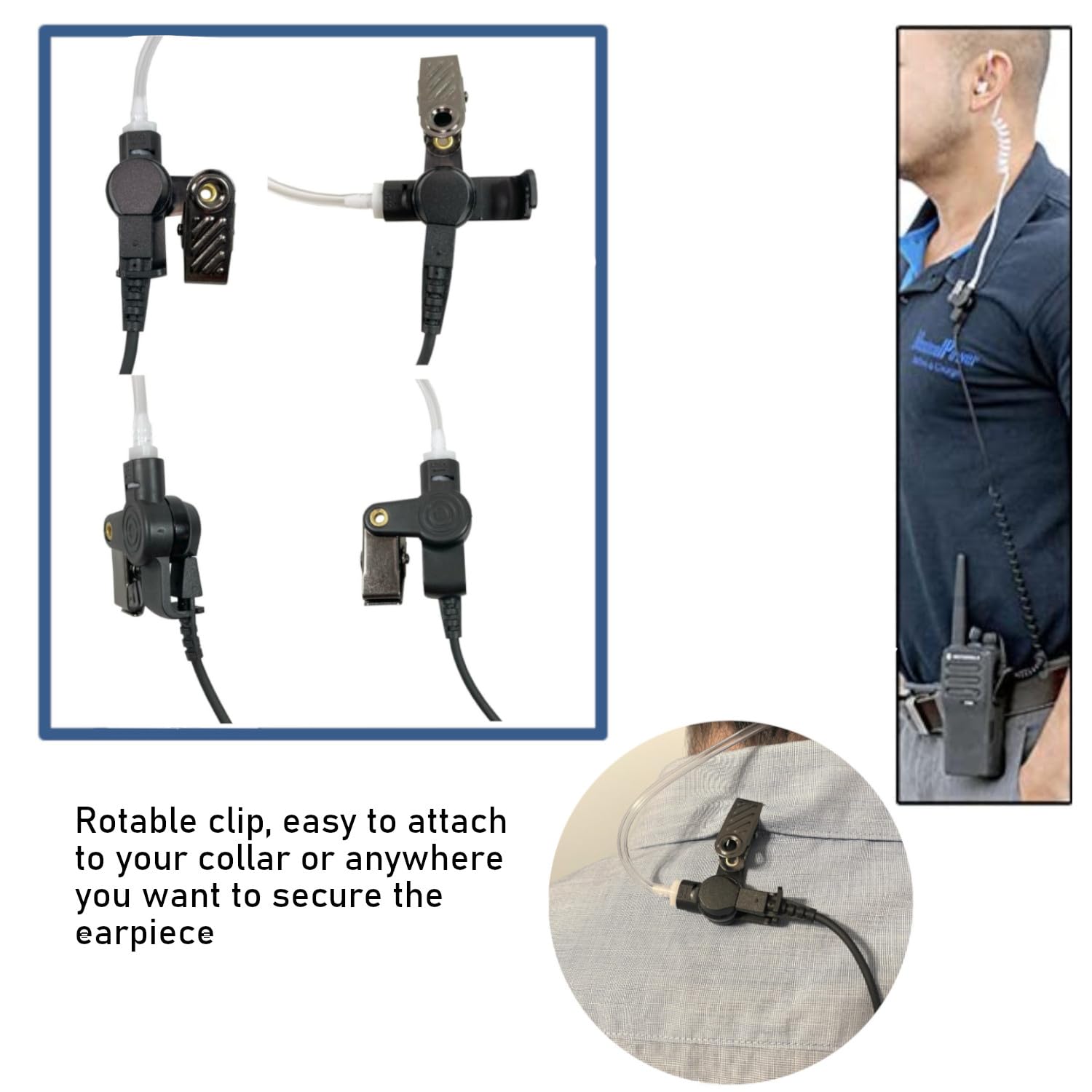 Auriculares de Vigilancia MaximalPower Transparentes con Tubo de Bobina Acústica 3,5 mm para Radios Bidireccionales (Paquete de 3)