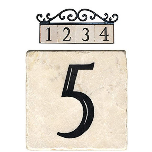 NACH AZ-CLASSIC House Address Number Tiles - #5, Marble/Beige, 4 x 4"