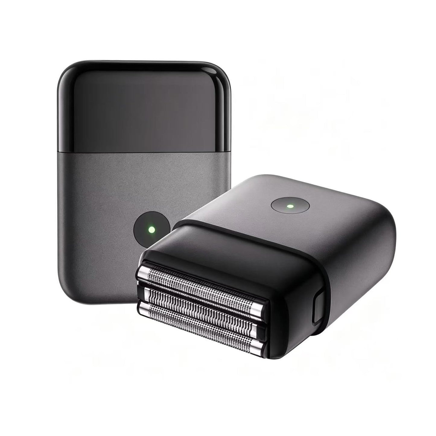 Maquinilla de afeitar eléctrica de viaje premium para hombres, ultra compacta IPX7 resistente al agua con indicador LED, carga rápida USB-C, 90 minutos de funcionamiento, diseño negro mate y naranja