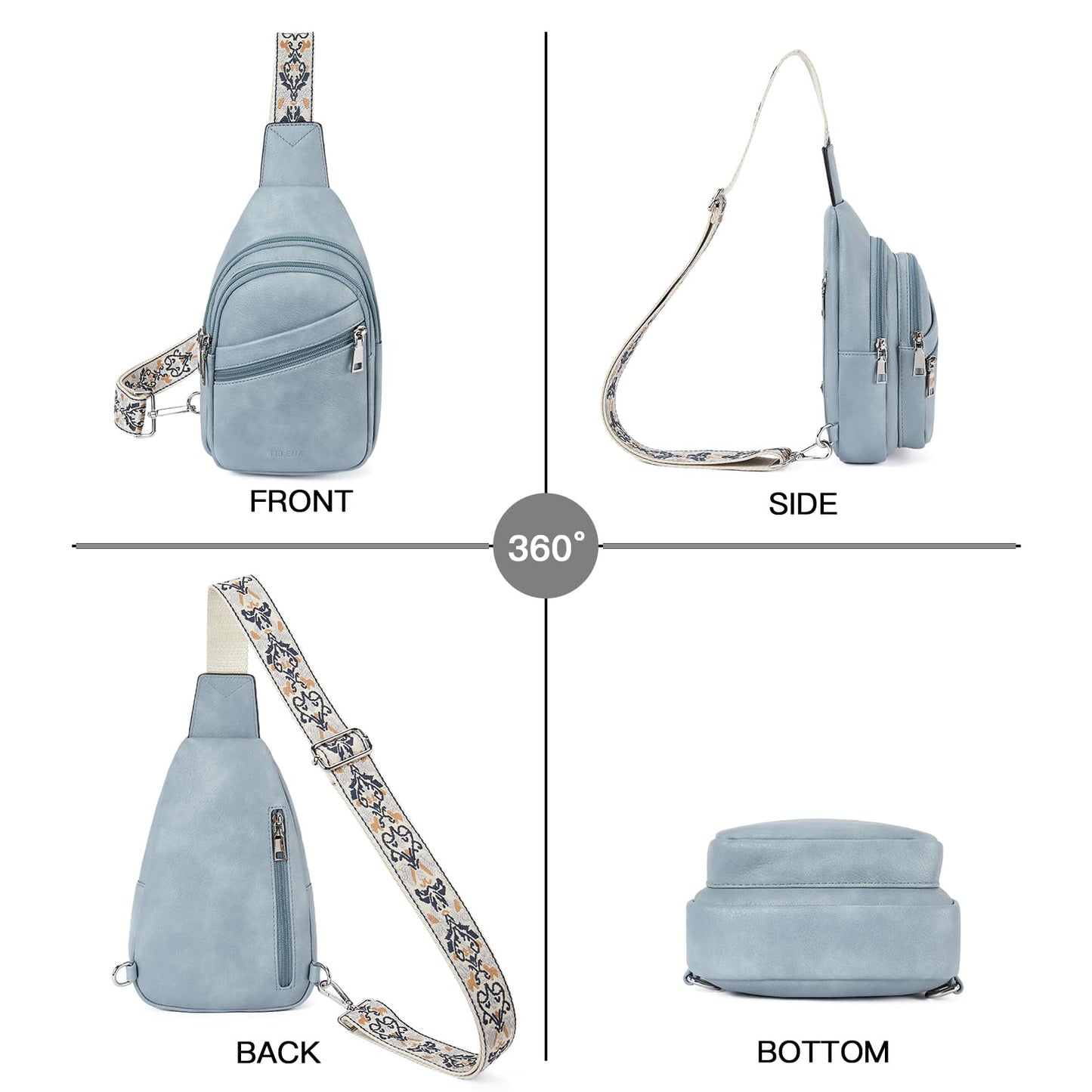 Riñonera Telena Denim Azul de Piel Vegana con Correa Ajustable para Mujer