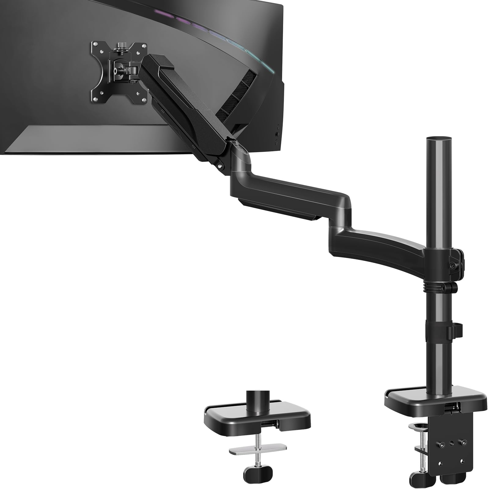 Brazo de Monitor Mountup Negro Extra Largo de 27 Pulgadas para Monitores de 13-32 Pulgadas