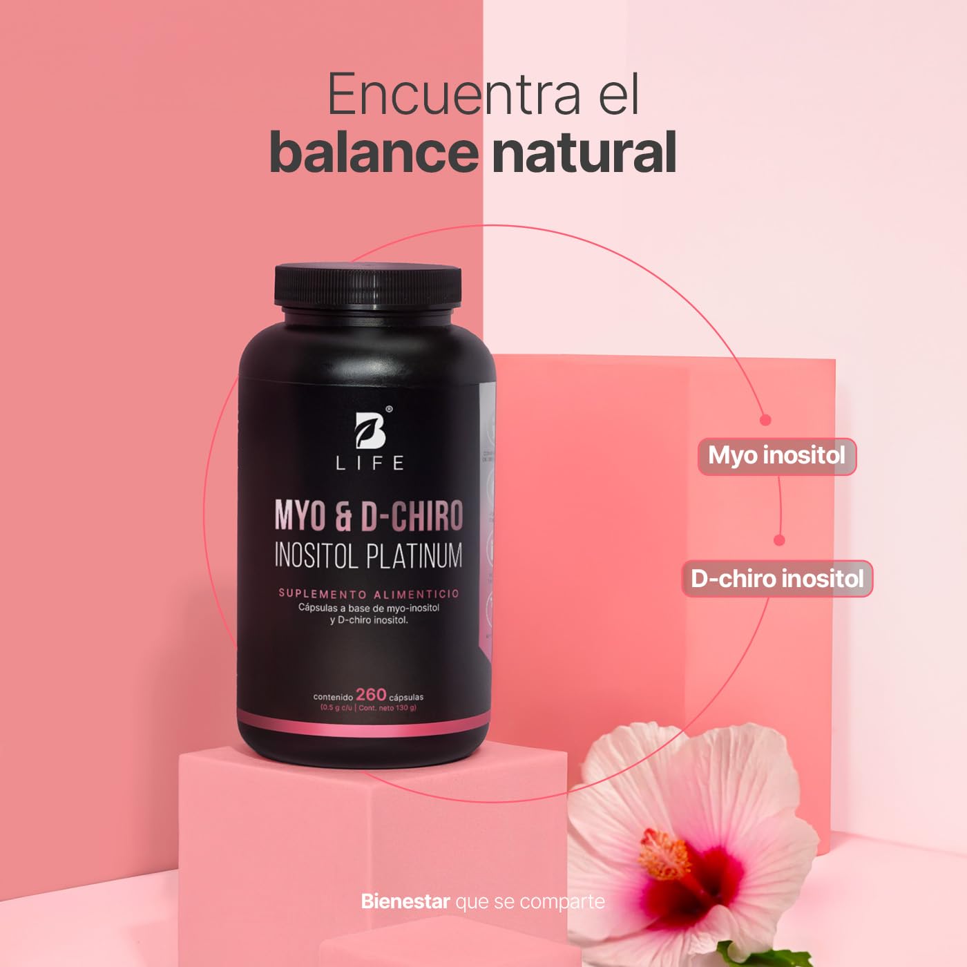 B Life | Myo y D-Chiro Inositol | Ratio 40:1 | 260 cápsulas | 2000 mg por porción | Ingredientes Naturales | Myo & D-Chiro Inositol Platinum.