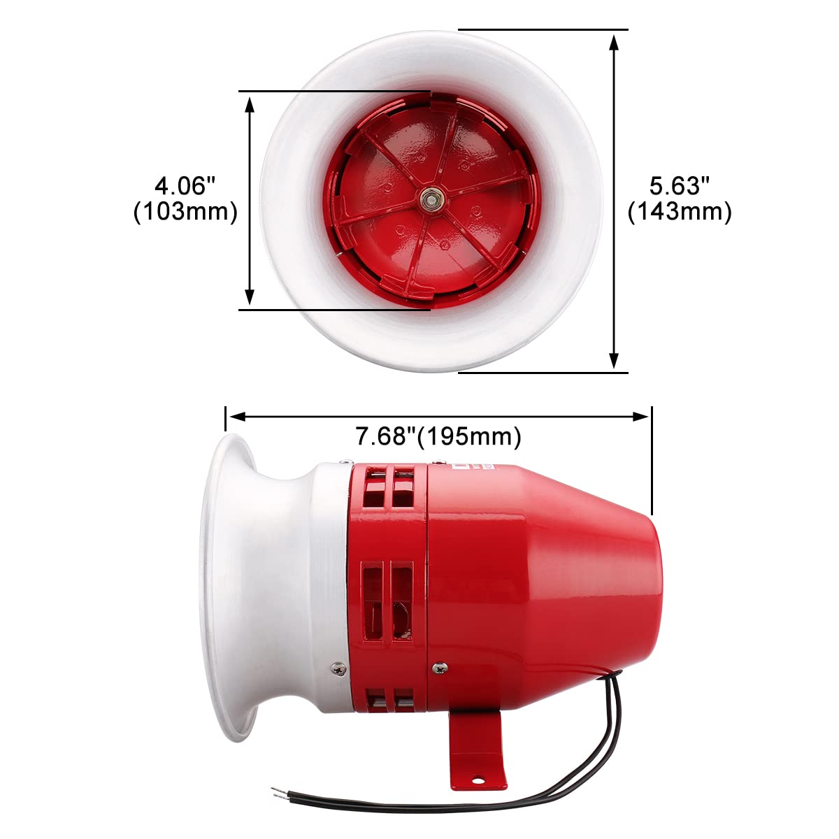 Baomain - Sirena de Motor MS-390, 110V, 0.93A, 125DB, Rojo, Montaje en Pared