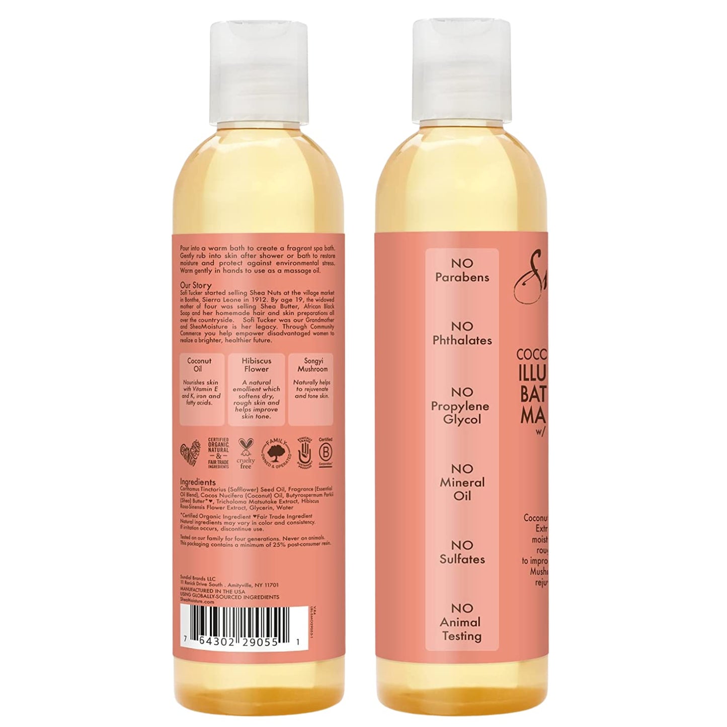 Shea Moisture Coconut & Hibiscus Bath Body & Massage Oil 8 fl oz