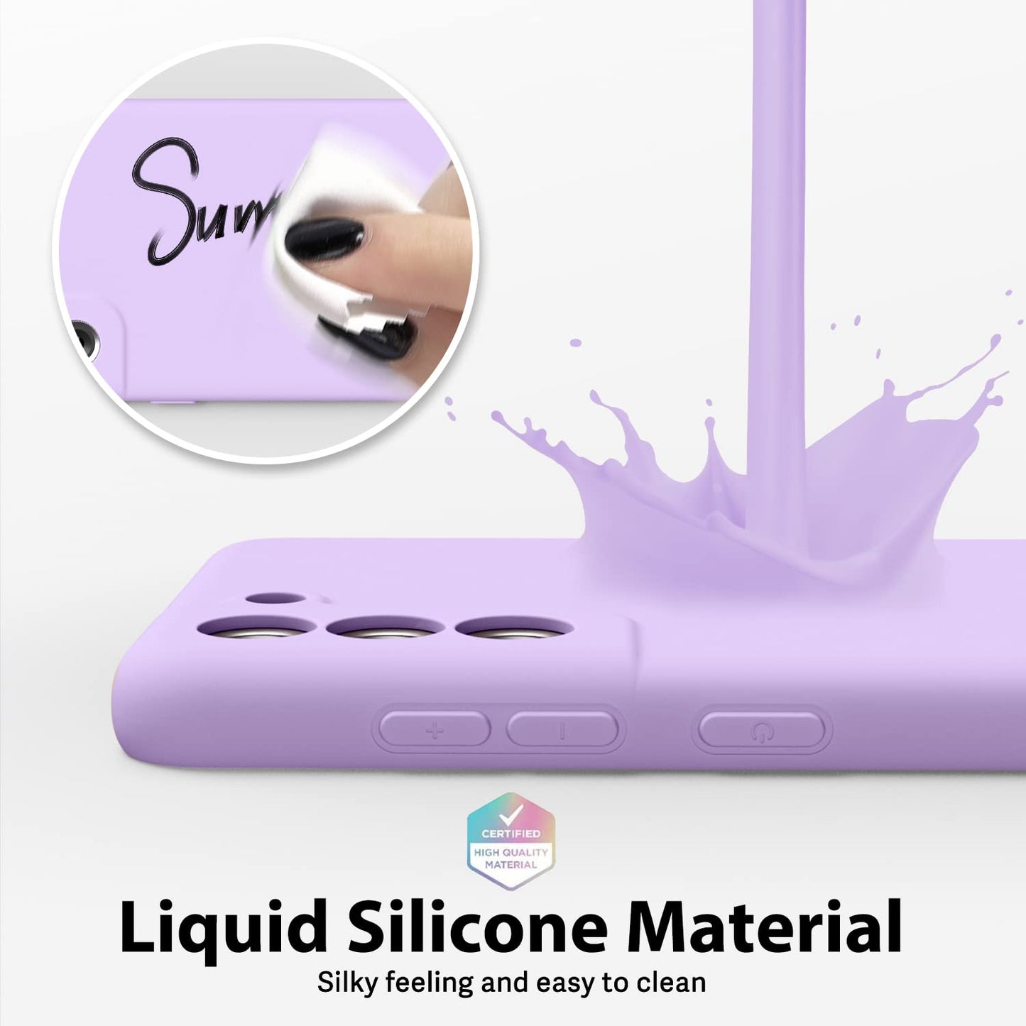 oakxco - Funda de silicona líquida para Samsung Galaxy S21 FE 5G, bonita funda delgada de goma suave TPU lisa para mujeres y niñas, mate sólido protector y a prueba de golpes, lila lavanda morado