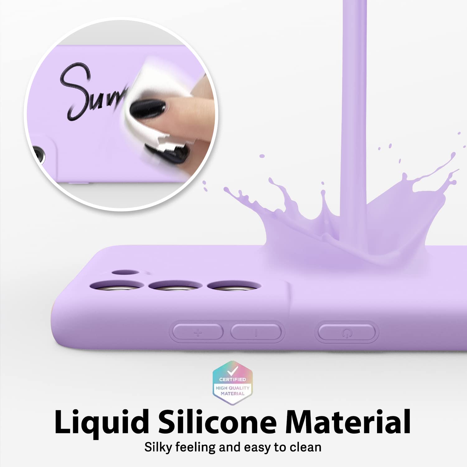 oakxco - Funda de silicona líquida para Samsung Galaxy S21 FE 5G, bonita funda delgada de goma suave TPU lisa para mujeres y niñas, mate sólido protector y a prueba de golpes, lila lavanda morado