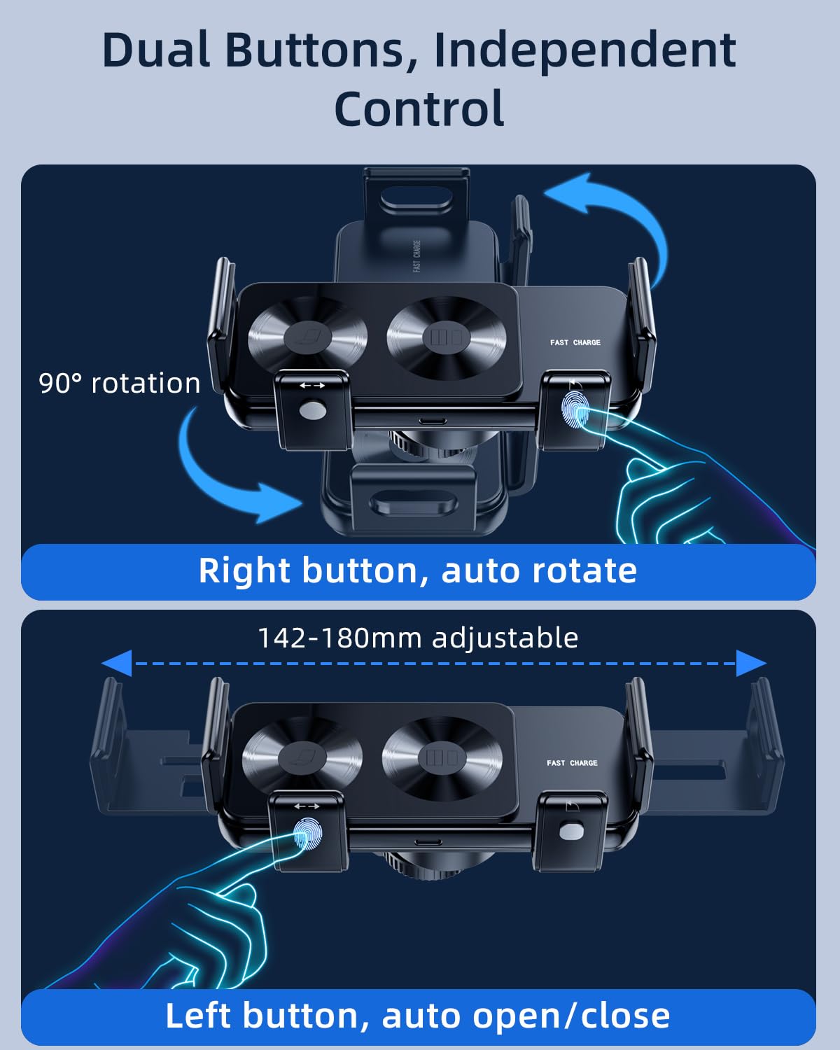 DICMKY - Cargador inalámbrico de coche para Samsung Galaxy Z Fold 7, 6, 5, 4, 3, 2, doble bobina, soporte de teléfono de carga rápida para Pixel 9 Pro, soporte de teléfono celular de ventilación de