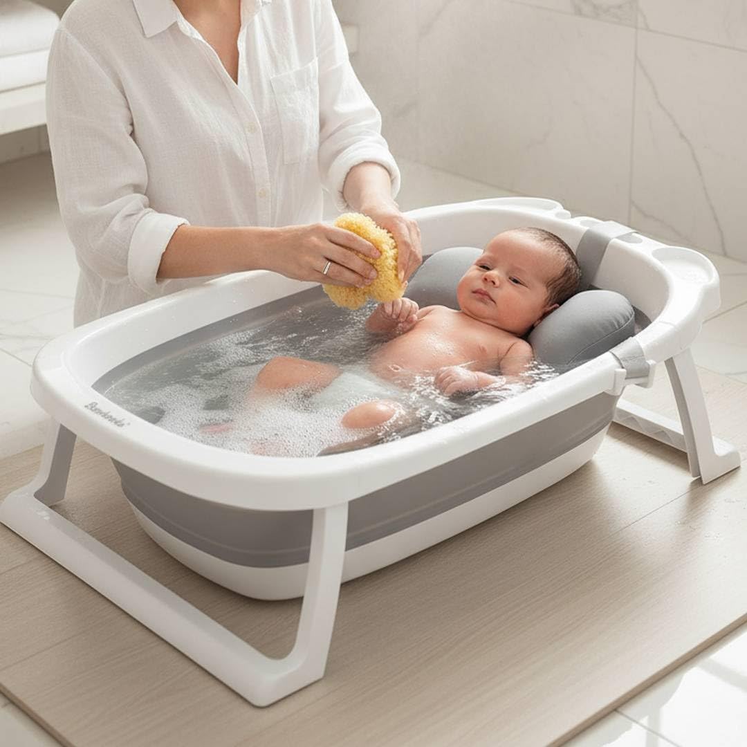 BAMBINETO Bañera plegable para bebé con cojín antideslizante MEDIANA